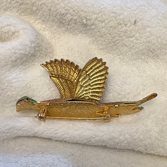 Vintage Colourful Flocked Metal  Pheasant Brooch - Picture 8 of 10